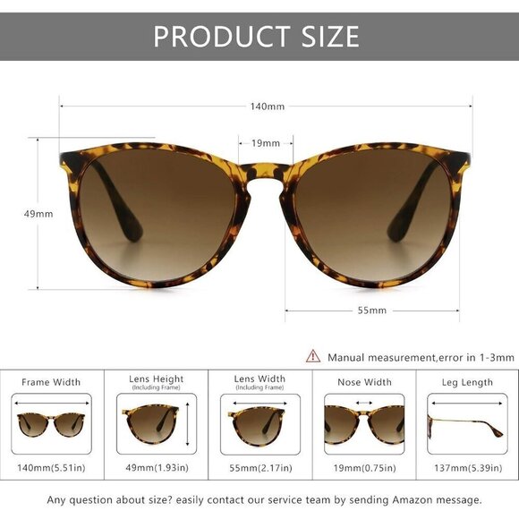 ?Sungait Sunglasses Women Brown Vintage Round Classic Retro Designer Style